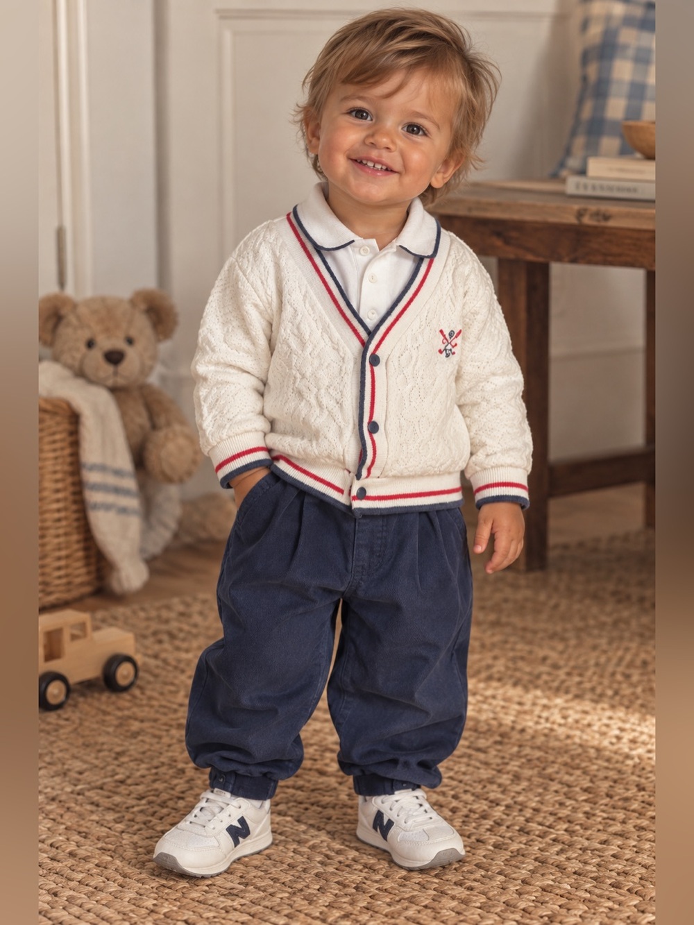 Dior baby knit cardigan sweater with golf embroidery with jumper